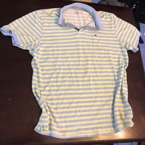 Vineyard Vines blue collar green/blue striped Polo